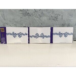 Hallmark Blue Gingham Bow Place Cards 3 Sets 8=24 Blue & White Bows NIP Vintage